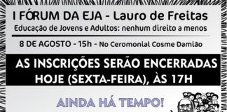 Terminam hoje (03), as inscrições para o I Fórum da EJA