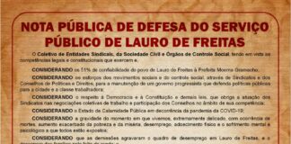 Nota pública em defesa do Serviço público de Lauro de Freitas