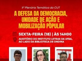 CUT Bahia realiza amanhã a 13ª Plenária Estadual